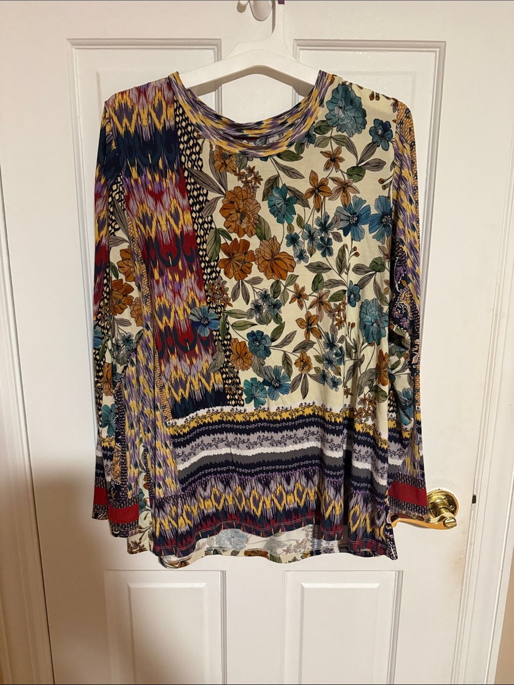 Johnny Was Women's Multi-Color Floral & Ikat Long Sleeve Top